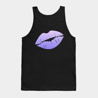 Purple Ombre Faux Glitter Lips Tank Top